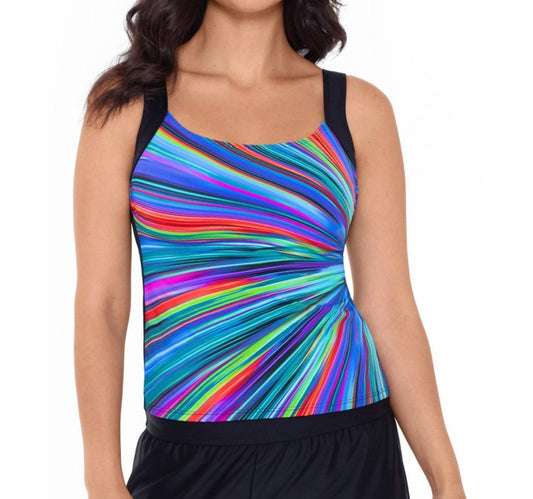 Reebok - Chlorine Resistant Scoop Neck Tankini Top - bikinis - blue - clothing