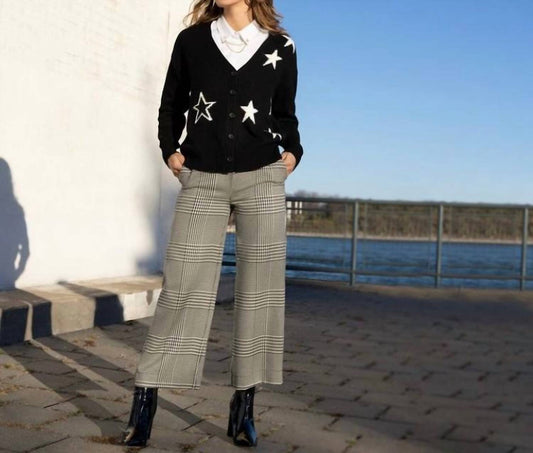 Renuar - Houndstooth Cropped Pant - ankle - black - clothing