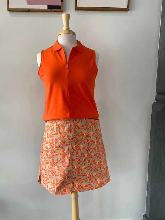Renuar - Women's Tropical Print Skort - clothing - orange - patterned
