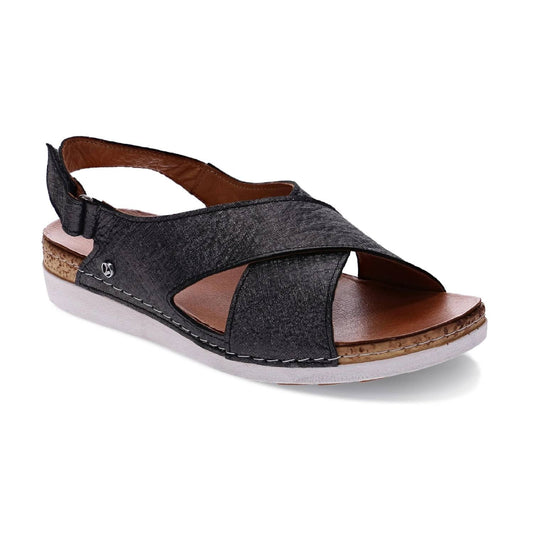 Revere - Women's Cottesloe Back Strap Sandal - black - leather - sandals