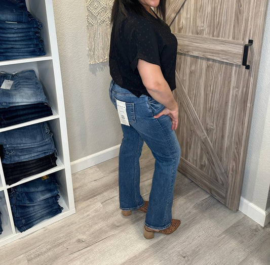 Risen - Mid Rise Slim Relaxed Straight Leg Denim Jeans - blue - clothing - denim