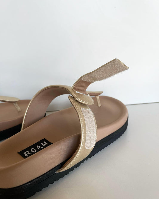 Roam - Women's The T Strap Slide - gold - sandals - shoes