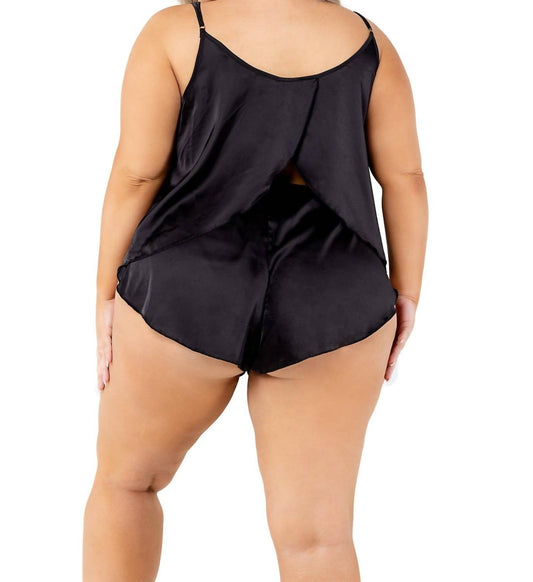 Roma Confidential - Soft Satin Tulip Short Set - Plus - black - clothing - loungewear