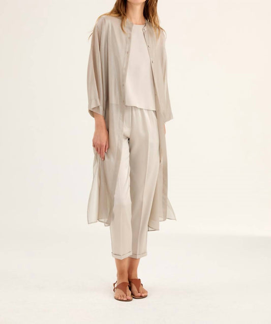 Rosso35 - Dust In Laminated Silk Georgette Duster - beige - clothing - dresses