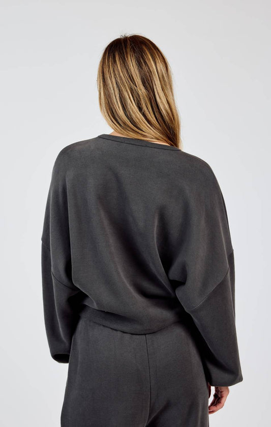 Sadie & Sage - Relaxed Stay Crewneck Knit Top - clothing - cotton - blend - grey