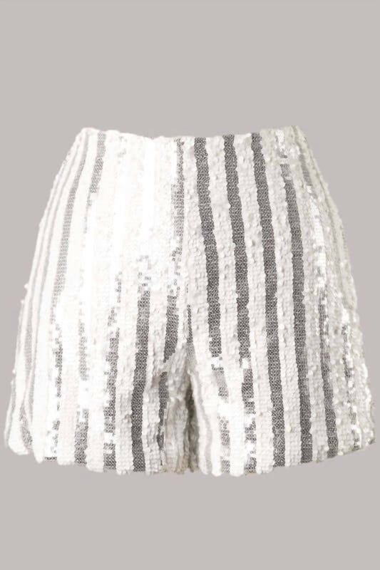 Saints & Hearts - Charlotte Striped Sequins Shorts - clothing - high - waist - polyester