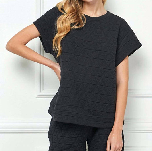 See And Be Seen - Quilted Short Sleeve Top - black - clothing - polyester