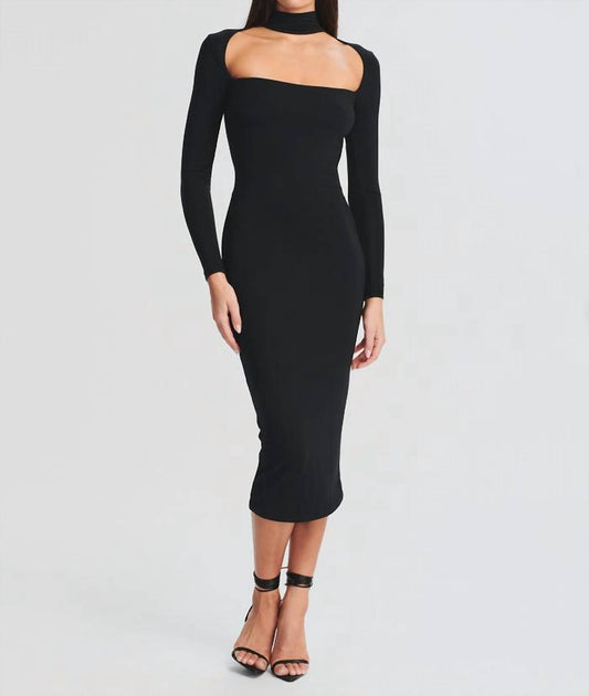 Ser.O.Ya - Dani Cut Out Back Midi Dress - black - clothing - dresses