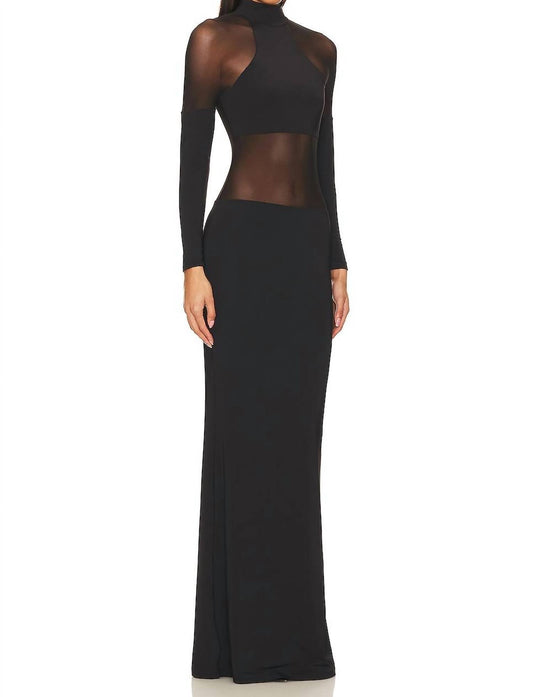 Ser.O.Ya - Kaya Mesh Cut Out Maxi Dress - black - clothing - dresses