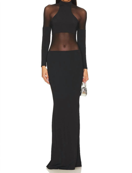 Ser.O.Ya - Kaya Mesh Cut Out Maxi Dress - black - clothing - dresses
