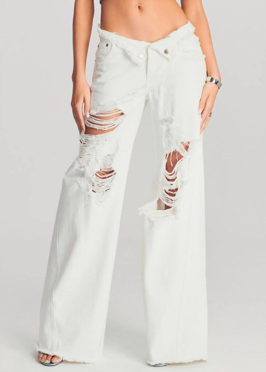 Ser.O.Ya - Ollie Distressed Wide Leg Jeans - clothing - cotton - flare