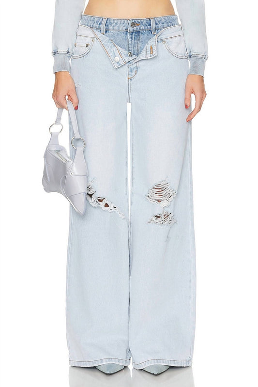 Ser.O.Ya - Saphira Doublewaisted Wide Leg Jeans - blue - clothing - cotton