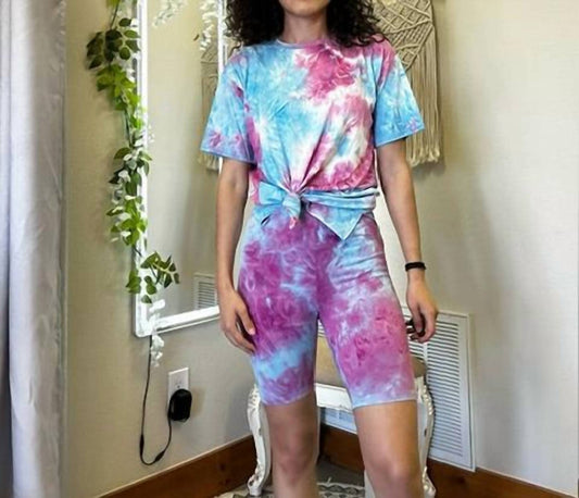 She + Sky - Tie Dyed Knit Biker Shorts - bike - shorts - clothing - pink