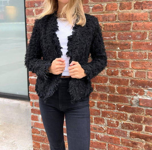 Stellah - Tweed Slightly Padded Shoulder Jacket - black - casual - jacket - clothing