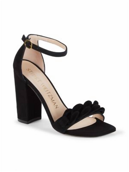 Stuart Weitzman - Women's Amelina Chain Suede Sandals - black - sandals - shoes