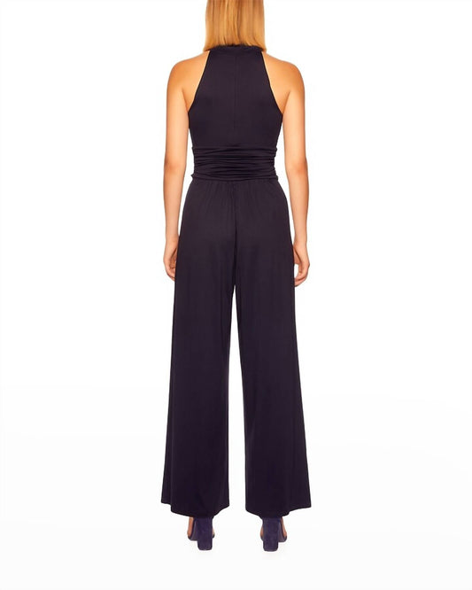 Susana Monaco - Gathered Mock Neck Jumpsuit - black - clothing - jumpsuits