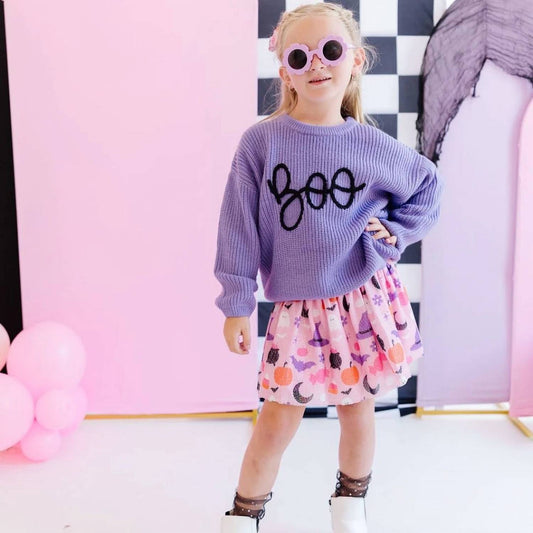 Sweet Wink - Boo Yarn Knit Halloween Sweater - acrylic - clothing - kids