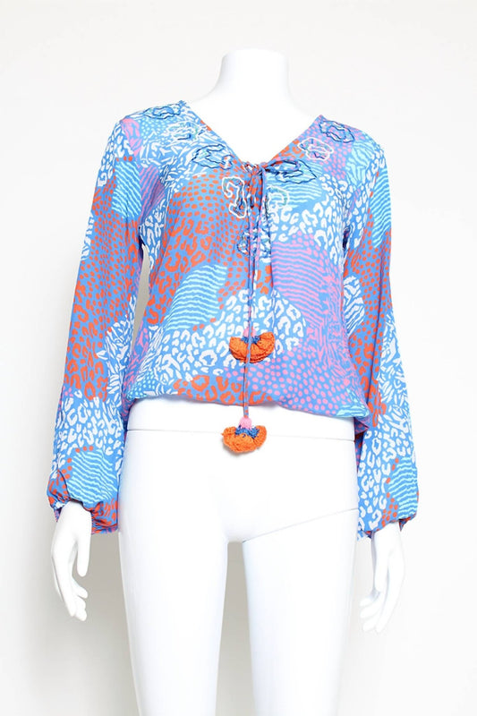 Taj By Sabrina Crippa - BOTSWANA TOP - blouses - blue - clothing