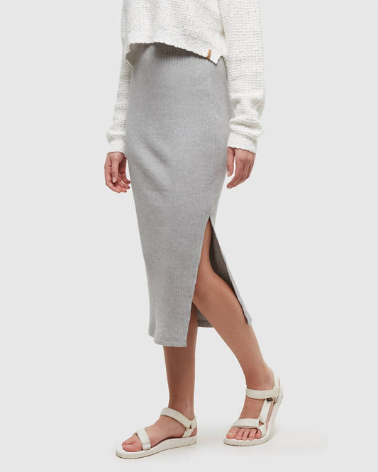 Tentree - Walden Slim Fit High - rise Midi Knit Rib Skirt - clothing - cotton - blend - grey
