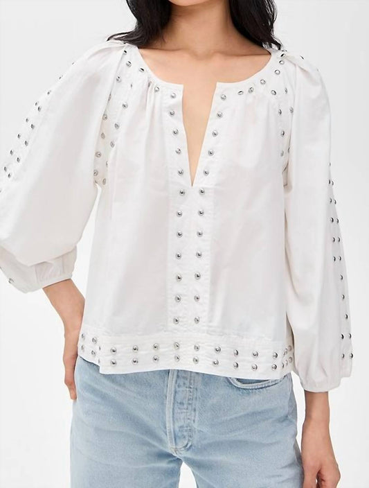 The Great. - Bodega Top With Studs - blouses - clothing - cotton
