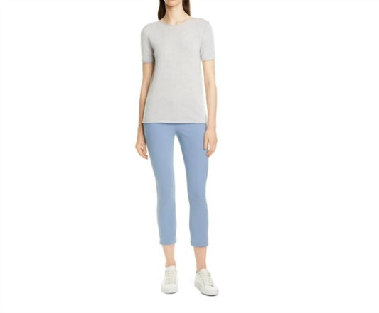 Theory - Classic Skinny Ankle Pants in Chambray Blue Mid Rise - blue - clothing - cotton - blend