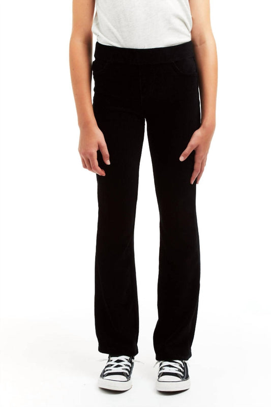 Tractr - Girl's Pull On Knit Corduroy Flare Pant - black - bottoms - casual