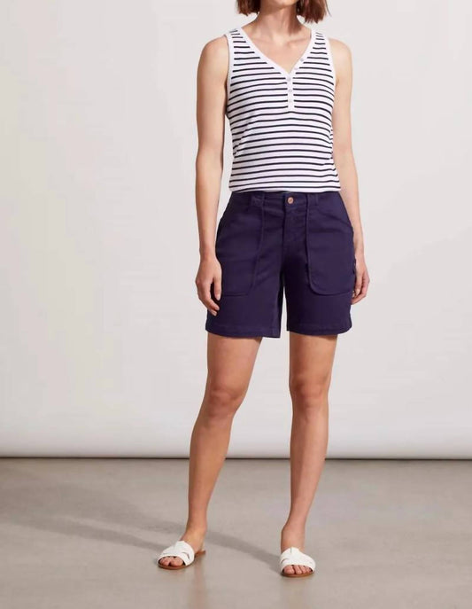 Tribal - Audrey Patch Pocket Short - blue - clothing - cotton - blend