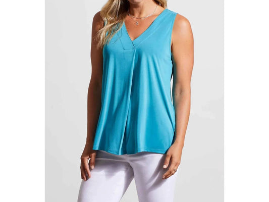 Tribal - Modal Sleeveless Top - blouses - blue - clothing