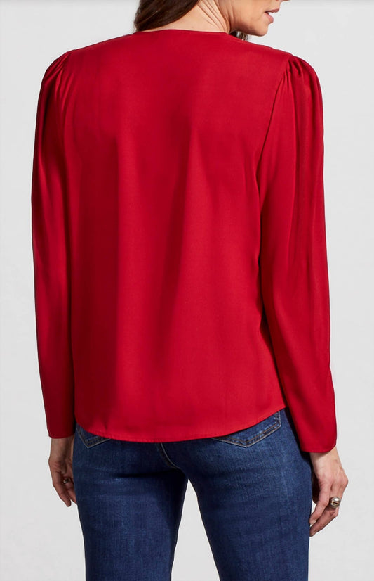 Tribal - Pleated Satin Wrap Blouse - blouses - clothing - polyester