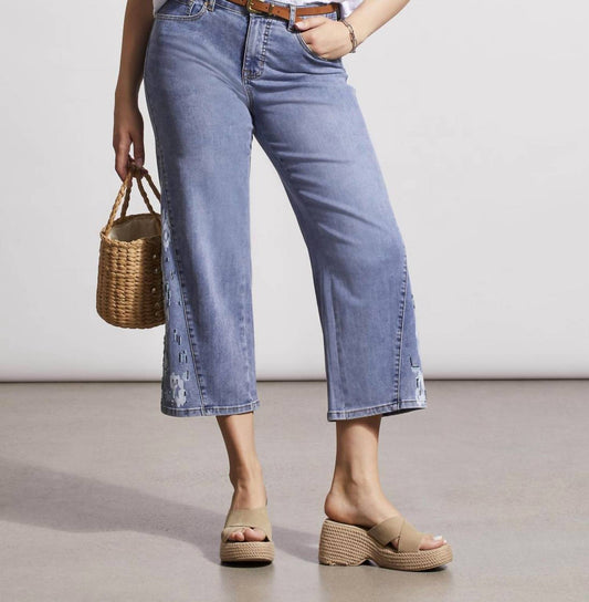 Tribal - Women's Sophia Wide Crop Pants - blue - clothing - cotton