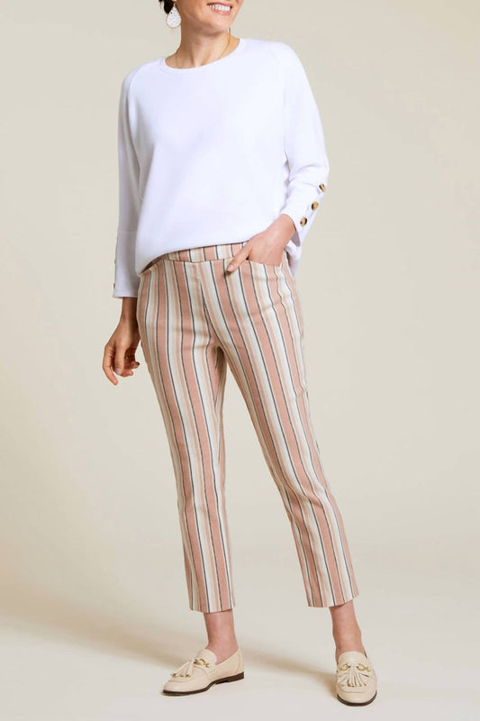 Tribal - Women's Stripe Capri Pants - beige - clothing - jeans