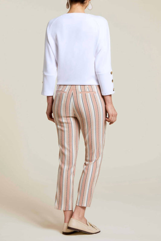 Tribal - Women's Stripe Capri Pants - beige - clothing - jeans