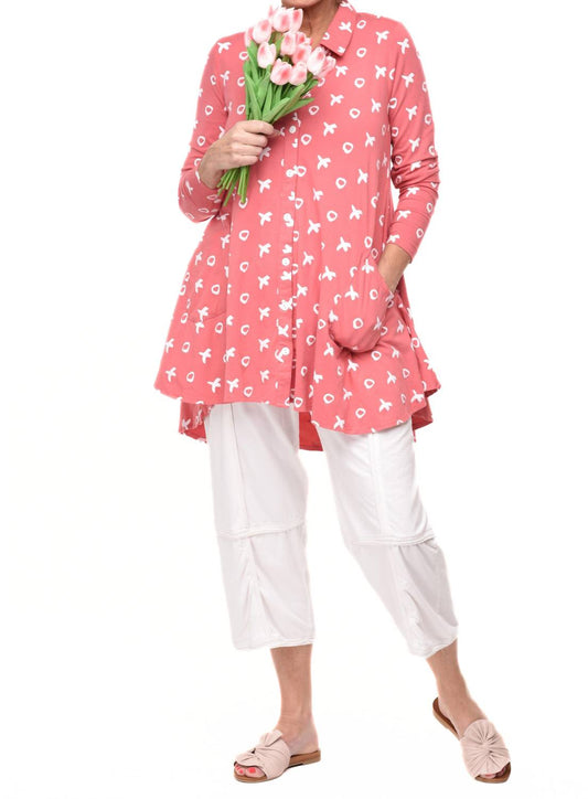 Tulip Clothing - Lauryn Button Down Tunic Shirt - button - down - shirts - clothing - cotton - blend