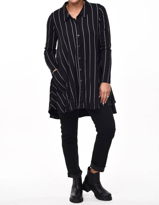 Tulip Clothing - Lauryn Button Down Tunic/Dress - black - clothing - cotton - blend