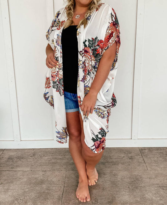 Umgee - Gadot Floral Kimono - Plus - clothing - graphic - intimates