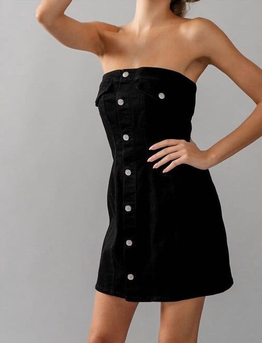 Urban Daizy - Drew Strapless Denim Dress - black - clothing - cotton - blend