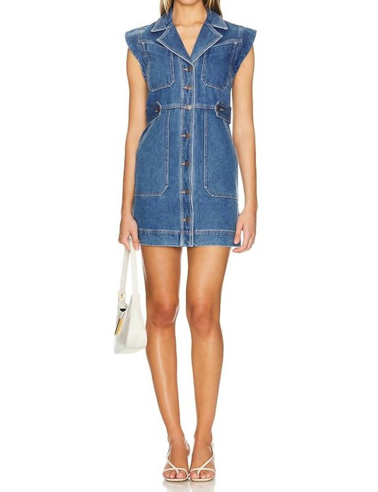 Veronica Beard - Jax Denim Mini Dress - blue - clothing - cotton