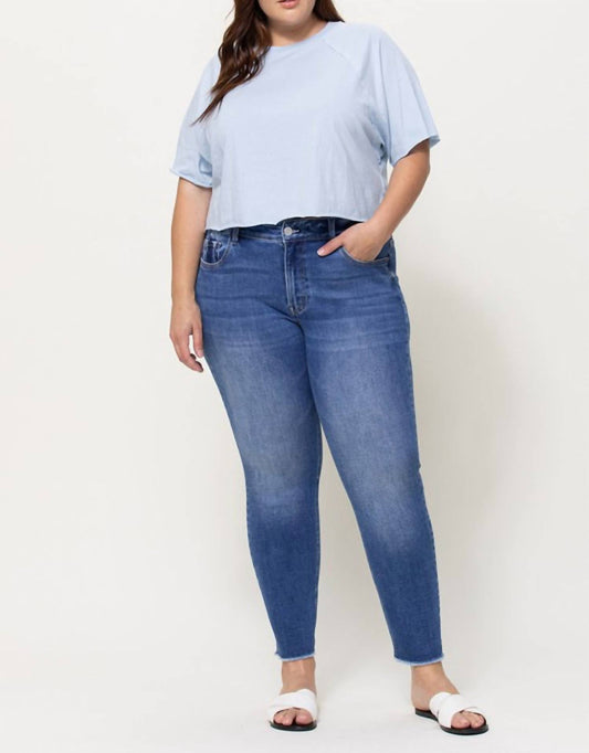 Vervet By Flying Monkey - Amber Mid Rise Crop Skinny Jeans - Plus - blue - clothing - cotton