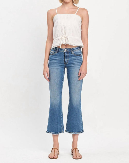 Vervet By Flying Monkey - Melanie Mid Rise Kick Flare Denim - blue - clothing - cotton - blend