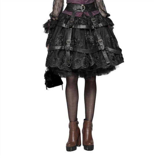 Western F.A.S.H.I.O.N - Adjustable Gothic Cage Harness Skirt - black - clothing - mini