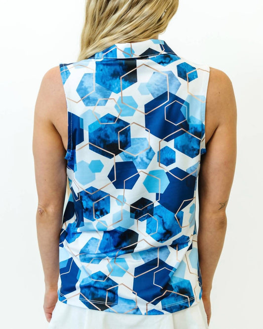 Yatta Golf - Deep Sea Sleeveless Golf Polo - blue - clothing - directbrandpartner