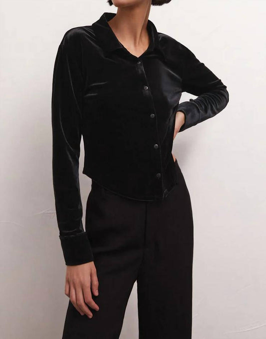 Z Supply - Presley Front Button Velvet Top - black - button - down - shirts - clothing