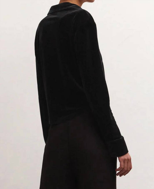Z Supply - Presley Front Button Velvet Top - black - button - down - shirts - clothing