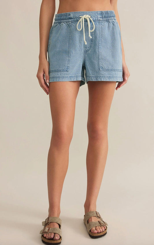 Z Supply - Summerland Denim Short - blue - clothing - high - waist