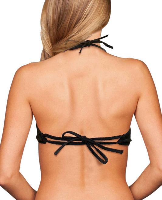 Zali - Underwire Halter Tie Back Bikini Top - bikinis - black - clothing