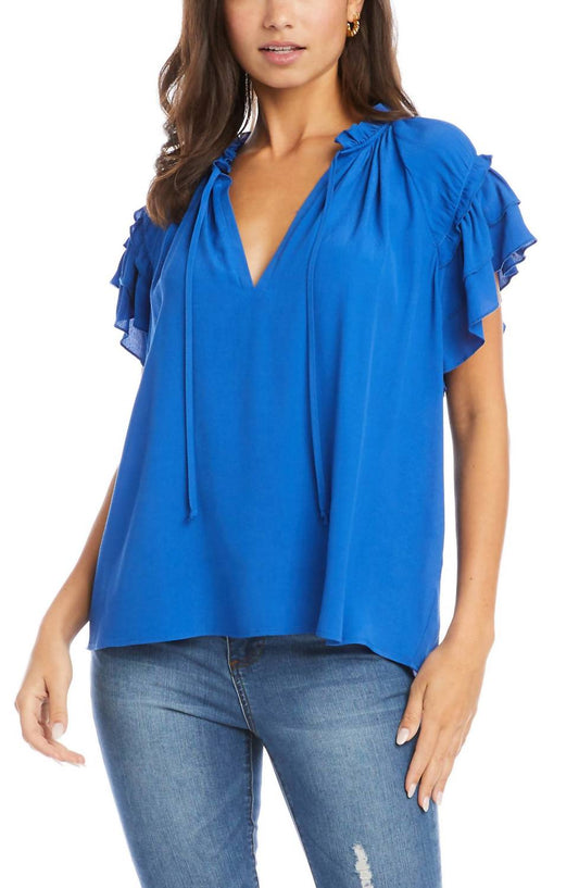 Karen Kane - Flutter Sleeve Ruffle Top