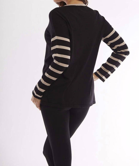 Wood Button Smiley Face Pullover