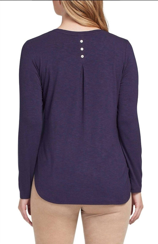 Crew Neck Top with Button Back Detail