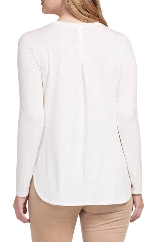 Crew Neck Top with Button Back Detail