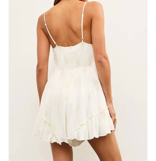 Mustard Seed - Ivory Layered Ruffle V-Neck Romper